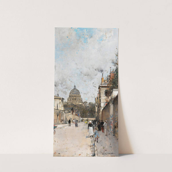 View of the Val de Grâce Street in Paris, the Val de Grâce church in the background by Luigi Loir