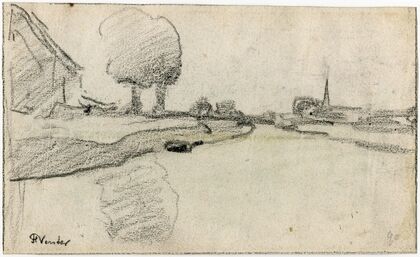 View on a waterway and village