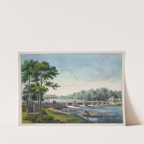 View on the Harlem River, N.Y. The High Bridge in the distance (1852) by Fanny Palmer