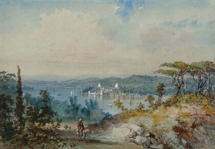 View over the Bosphorus showing the Fortress of Rumeli Hissar (Rumelihisarı), Constantinople