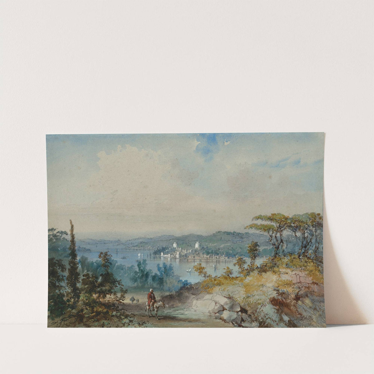 View over the Bosphorus showing the Fortress of Rumeli Hissar (Rumelihisarı), Constantinople by Amadeo Preziosi
