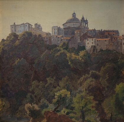 View towards Ariccia and the Palazzo Chigi and S. Maria dell’Assunzione, Italy (1842 – 1846) — size preview