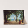 View towards Kullen from a garden terrace with statues by P. C. Skovgaard