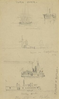 Views of ships and a mill