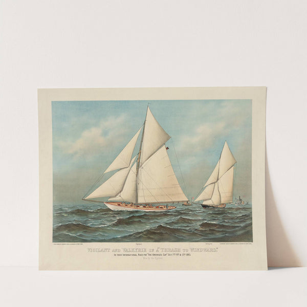 Vigilant and Valkyrie in a ‘thrash to windward’; in their international race for ‘The America’s Cup’ Oct. 7th, 9th. & 13th. 1893 (1893) by Currier & Ives.