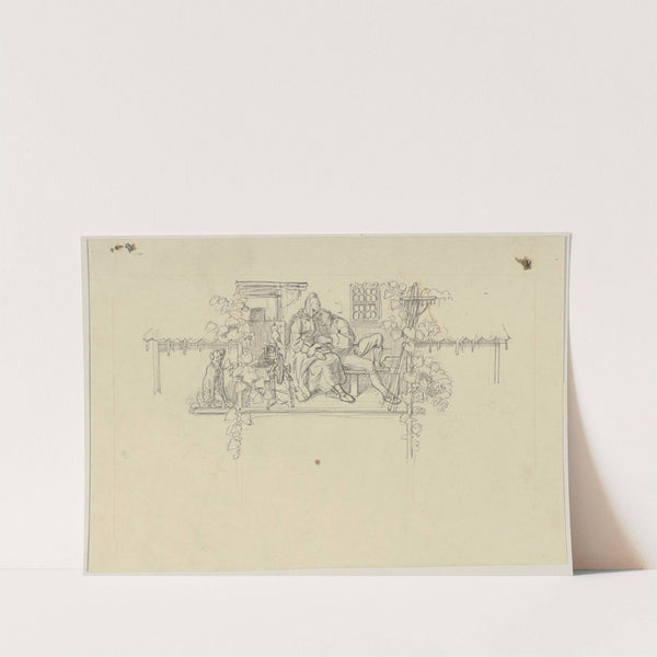 Vignette; Peasant couple by Jakob Becker