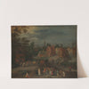 Village with a Puppeteer Entertaining a Small Crowd by Peeter Gijsels