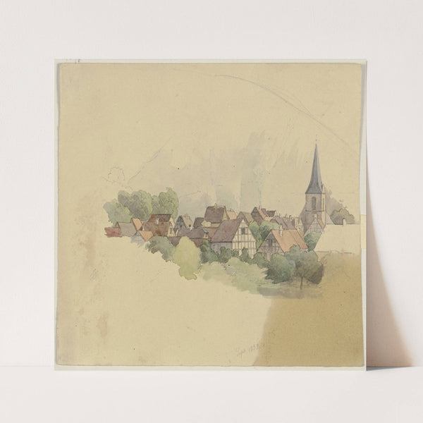 Village with church (1838) by Jakob Becker