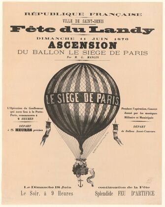 Ville de Saint-Denis. Fête du Landy. Dimanche 11 juin 1876. Ascension du ballon Siège de Paris (1876)
