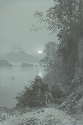 Virgil’s Tomb with a View of the Bay of Naples in the Moonlight