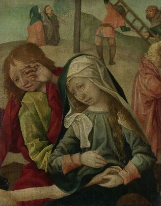 Virgin and Saint John Mourning over the Body of Christ, fragment of a Lamentation of Christ