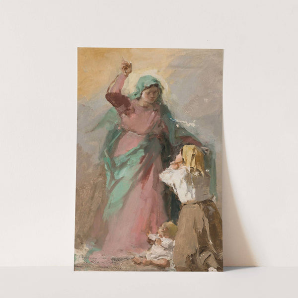 Virgin Mary appearing before a peasant woman, study (1910) by Kazimierz Alchimowicz