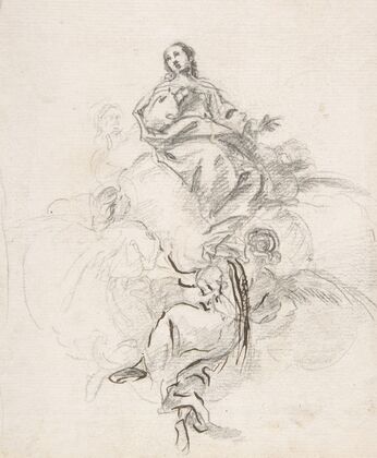 Virgin of the Immaculate Conception Seated on Clouds, Supported by Four Angels