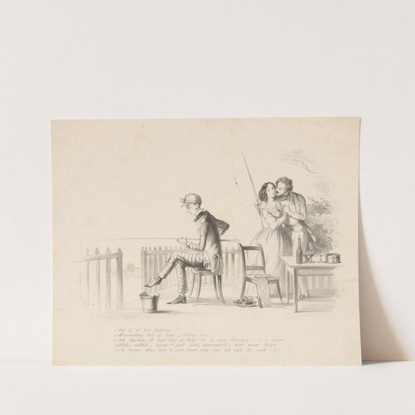 Visser en kussend paar (1832 - 1897) by Alexander Ver Huell