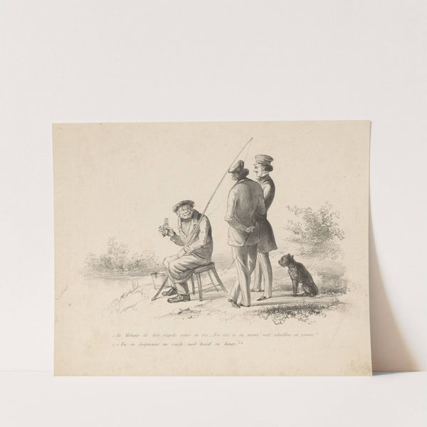 Visser in gesprek met twee mannen (1832 - 1897) by Alexander Ver Huell