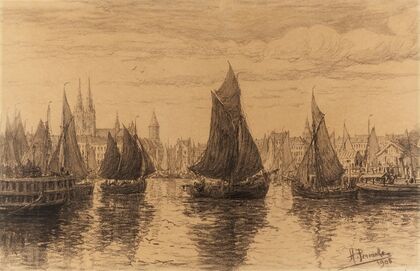 Vissersdok en visserskreek te Oostende (1908)