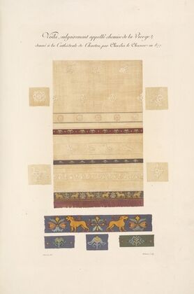 Voile, vulgairement appellé chemise de la Vierge; donné à la cathédrale de Chartres, par Charles le chauve en 877.