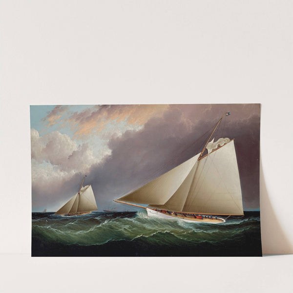 Volunteer and Thistle Off New York Harbor, America&#039;s Cup by James Edward Buttersworth
