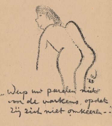 Voorovergebogen naakte figuur