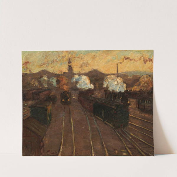 Vor den Einfahrtshallen des Alten Stuttgarter Bahnhofs by Hermann Pleuer