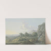 Vorgebirgslandschaft, links ein Ausblick auf ein Städtchen by Karl Franz Kraul