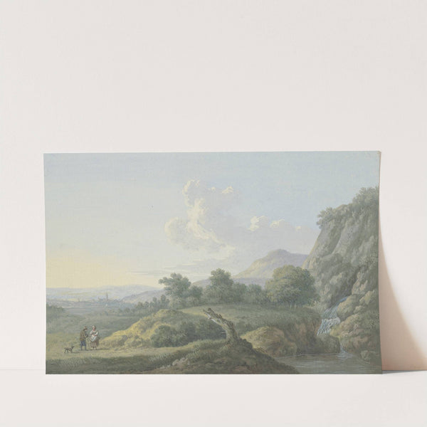 Vorgebirgslandschaft, links ein Ausblick auf ein Städtchen by Karl Franz Kraul