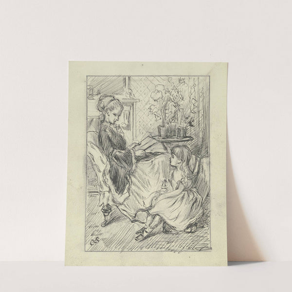 Vorlesende Frau mit Kind by Otto Scholderer