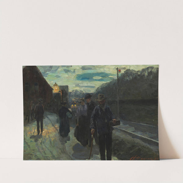 Vorstadtbahnhof im Mondschein by Hermann Pleuer