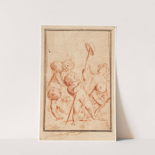 Vrijheid, putti met vrijheidshoed by Jacob de Wit