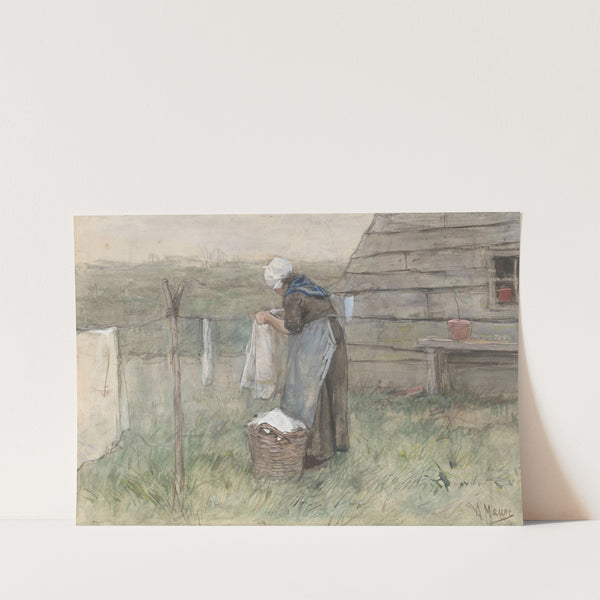 Vrouw bij een waslijn (1848 - 1888) by Anton Mauve