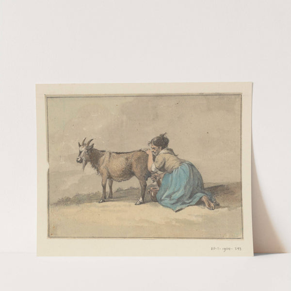 Vrouw die een geit melkt by Jean Bernard