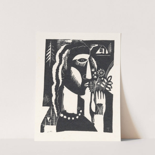 Vrouw met bloemen in haar hand by Tinus van Doorn