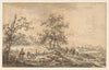 Vrouw met kind en man met ezel in landschap (1755 - 1818)