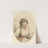 Vrouw met rood vest en wit lint in het haar by Jacob van Strij