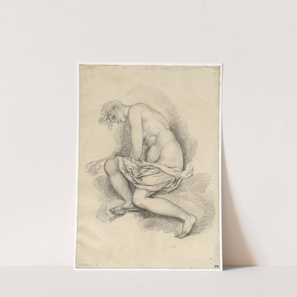 Vrouwelijk naakt, zittend en leunend op de ellebogen by David Humbert de Superville