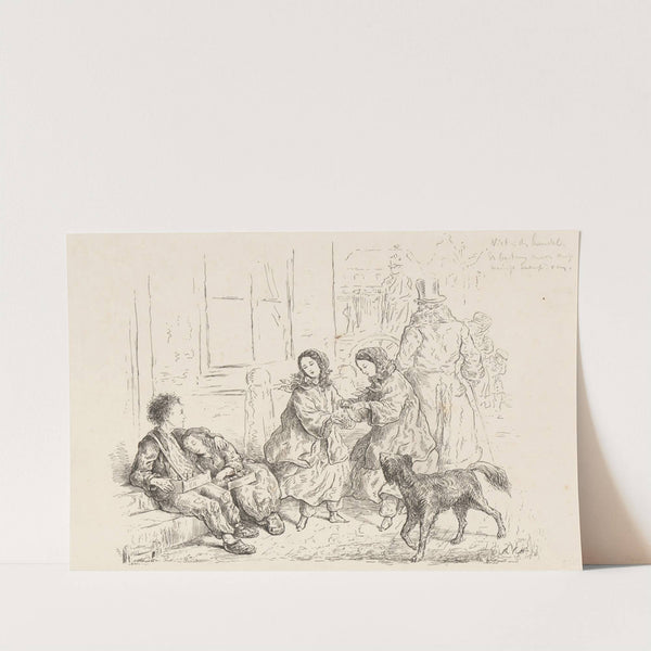 Vrouwen geven arme mensen een aalmoes (1832 - 1897) by Alexander Ver Huell