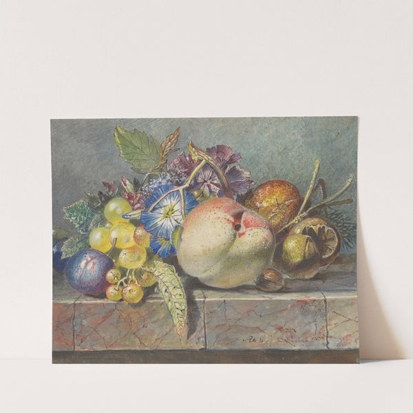 Vruchten- en bloemstilleven (1824 - 1900) by Albertus Steenbergen