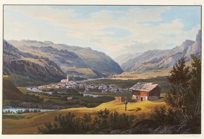 Vue d’Andéer en venant de Splugen prise à gauche de Barenbourg