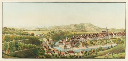 Vue de la partie inférieure de la ville de Berne (1915-1945)