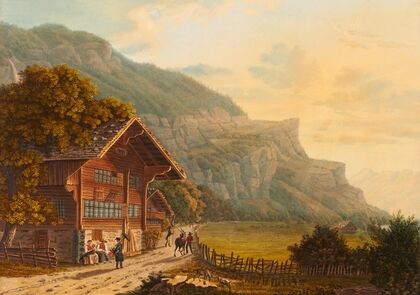 Vue de la promenade de Meiringen à la chute du Reichenbach (1915-1945)