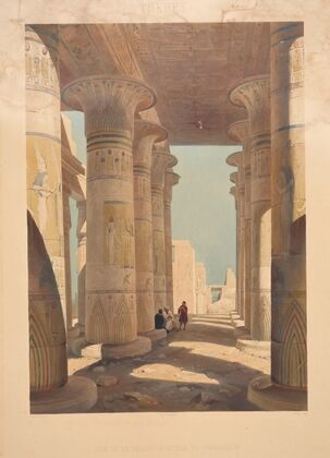 Vue de la salle hypostyle du Rhamesseion (View of the pillared hall of Rhamesseion) (1841)