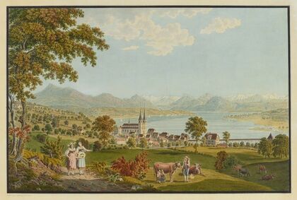 Vue de la ville de Lucerne prise à la campagne d’Allenwinden (1915-1945)