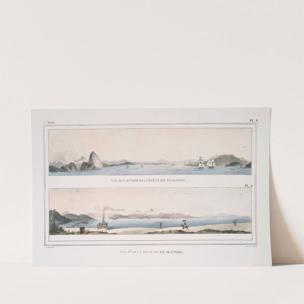 Vue de l&#039;entrée de la baie de Rio de Janeiro; Vue générale de la ville de Rio de Janeiro. by Jean Baptiste Debret