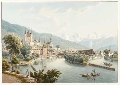 Vue du chateau et de la ville de Thoune (1915-1945)