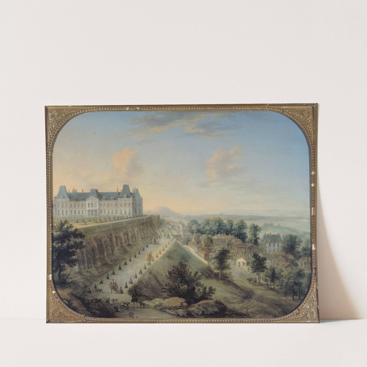 Vue du Château-Vieux et de la terrasse de Meudon by Charles-Léopold Grevenbroeck