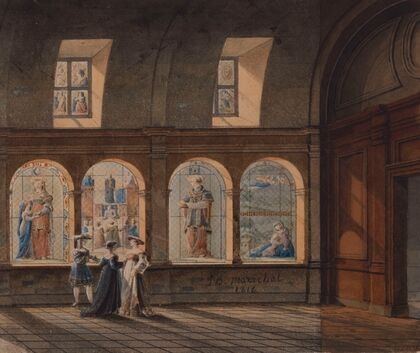Vue intérieure du cloître de l’église Saint-Etienne-du-Mont (1818)
