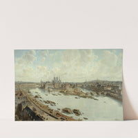 Vue panoramique de Paris en 1588, depuis les toits du Louvre, avec le Pont-Neuf en construction by Fédor Hoffbauer