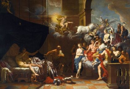 Vulcan Surprising Venus and Mars in Bed Before An Assembly of The Gods