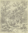 Waldinneres mit Bauer auf Fuhrwerk