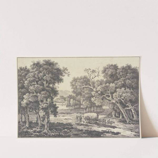 Waldlandschaft mit einem Güterwagen by Nicolas Joseph Vergnaux
